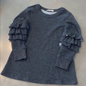 Truly Me sweatshirt tunic with ruffle sleeves